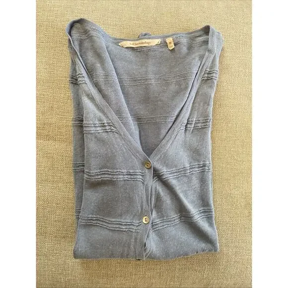 Soft Surroundings XL LINEN Vicose Gauze Cardigan Duster Light Blue Button Up - Picture 13 of 13
